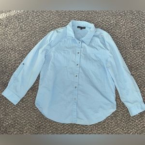 Wendy Williams Button Up Shirt Size 1X Blue Long Sleeve